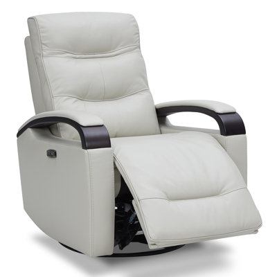 Elvina Genuine Leather Swivel Power Recliner