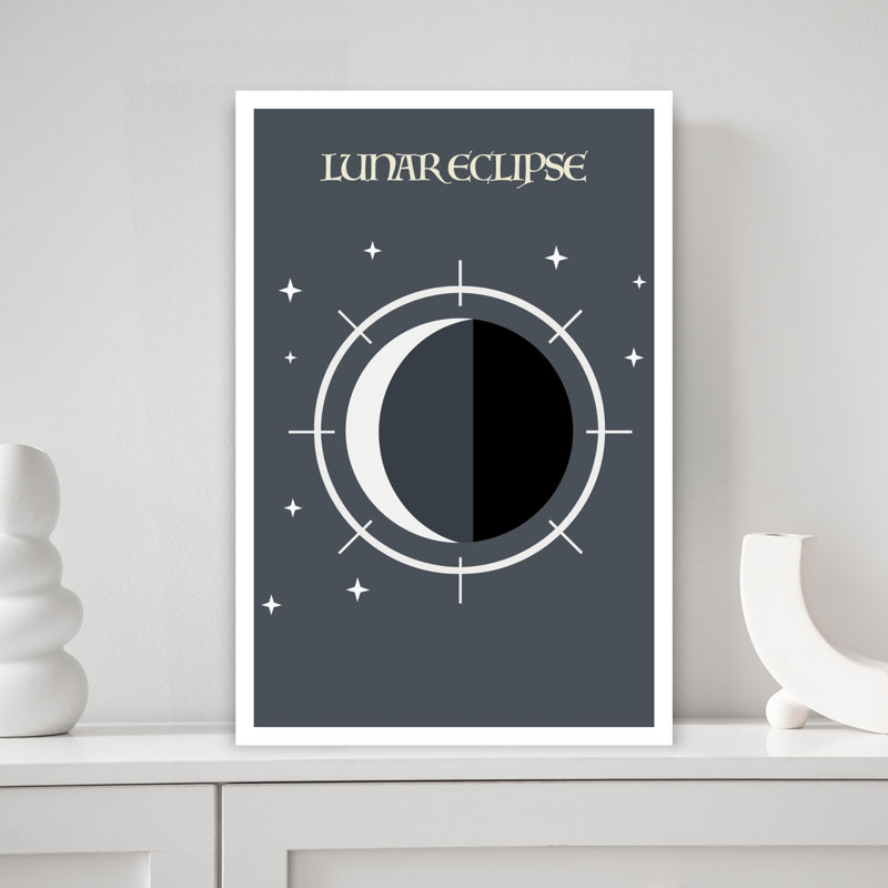«Lunar Eclipse Night Minimalist Modern Abstract Landscape Nature», reproduction d'art murale, H 18 po x l 12 po