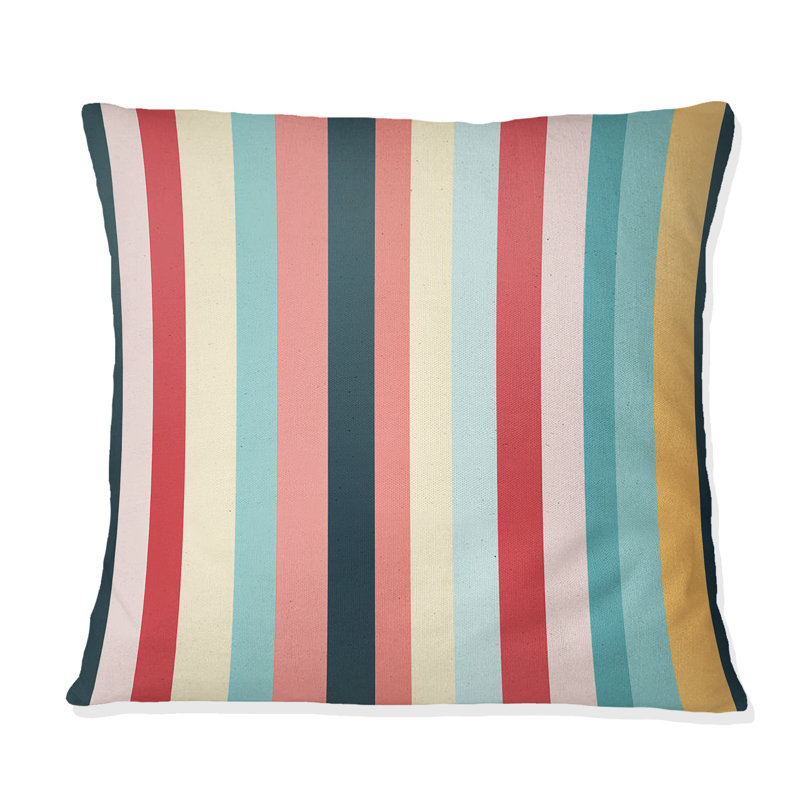 Coussin décoratif en polyester Boho Rainbow Stripes, H 16 po x l 16 po