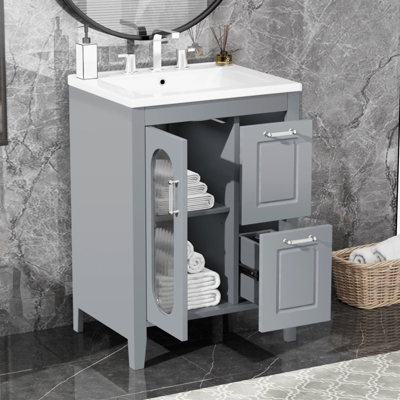 24" Bathroom Vanity with Sink, Gray