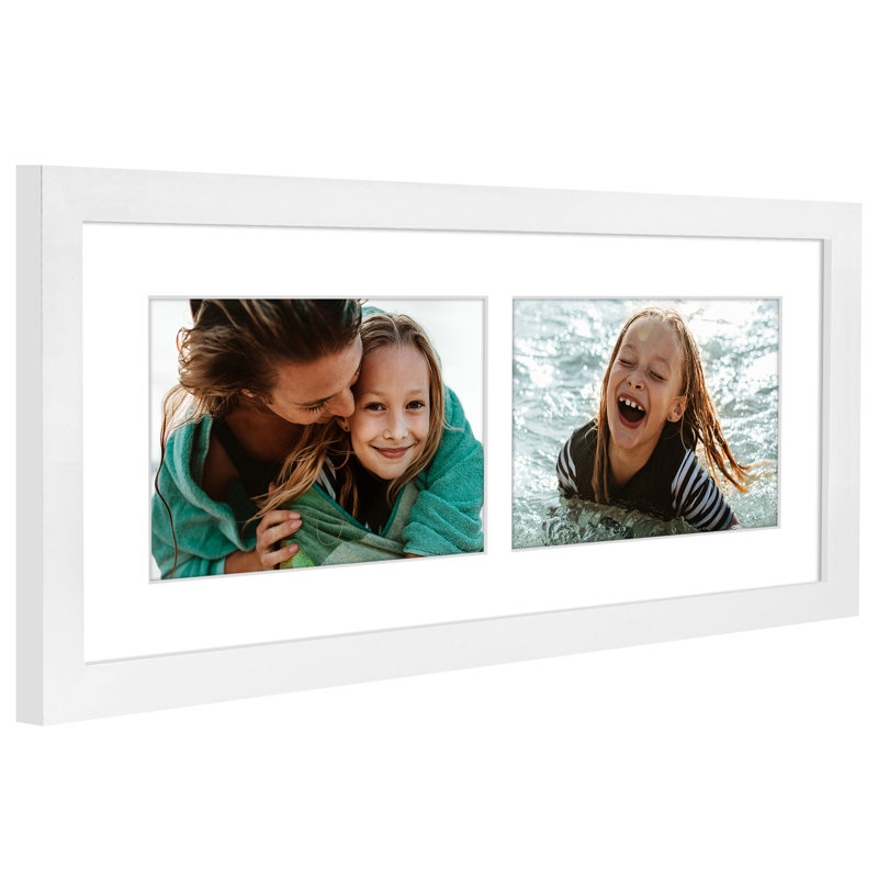 7X16 Collage Picture Frame - Fits Two 5X7 Photos Or One 7X16 Picture, White