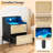 RGB LED Nightstand with Outlets & USB - Adjustable Color Lighting Bedside Table,Rattan Side Table with 2 Drawers Storage
