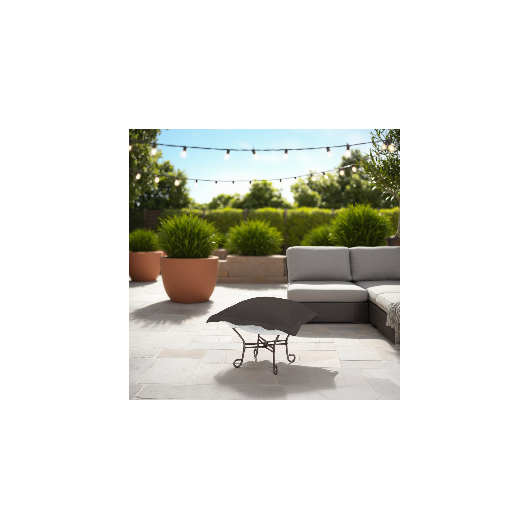 Olen Sunbrella Outdoor Ottoman Cushion, Seascape Charcoal Sunbrella®