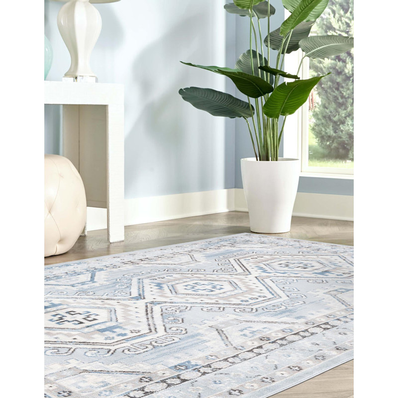 Tapis contemporain Aden de couleur bleu turquoise, Rond 5 pi 3 po