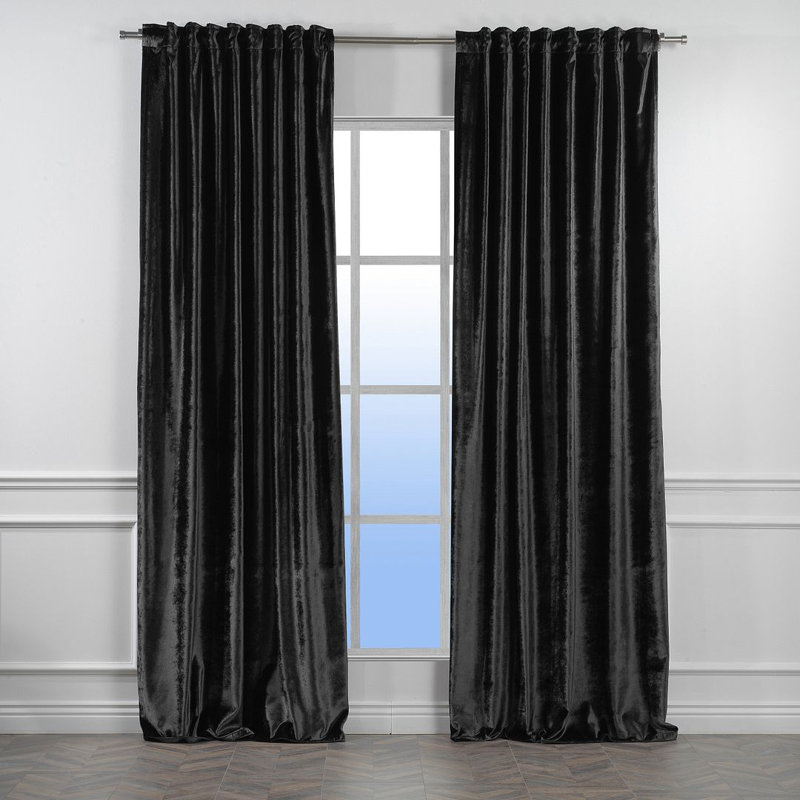 Room Darkening Single Curtain Panel, 260cm Width x 475cm Drop, Black