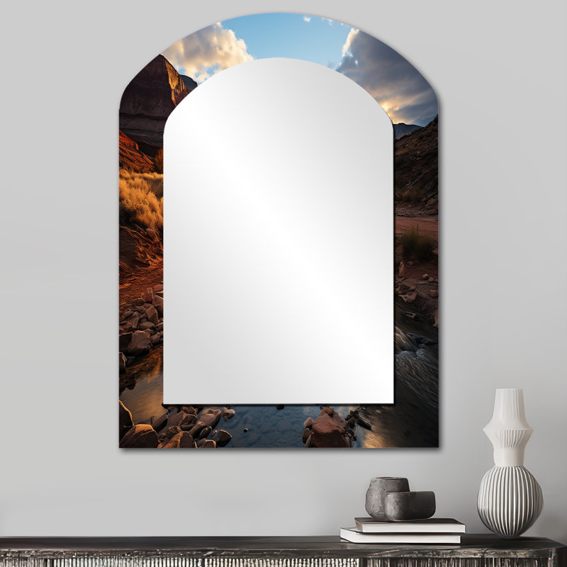 Kronos - Miroir paysager en métal, 34 po x 25 po