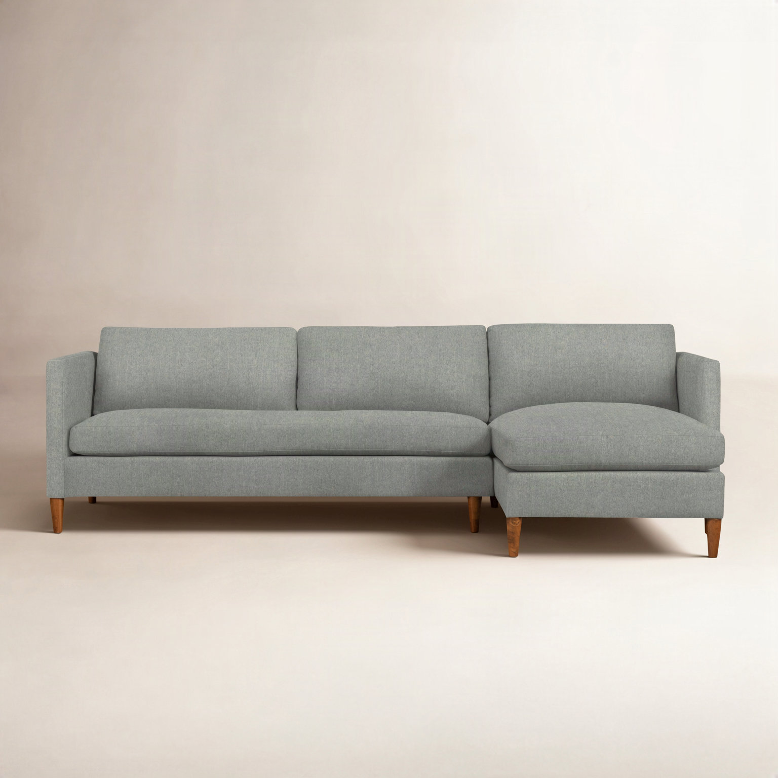 Clifford Chaise Sectional, Ticket Smoke Heathered Basketweave, Right Hand Facing