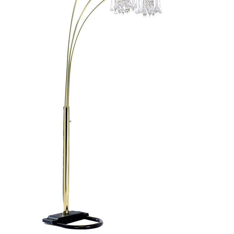 Lampe sur pied en métal de 84 po de hauteur avec finition en laiton, lustre en cristal