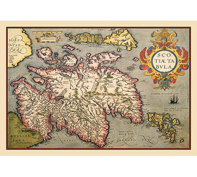 « map of écosse » par a. ortelius, impression