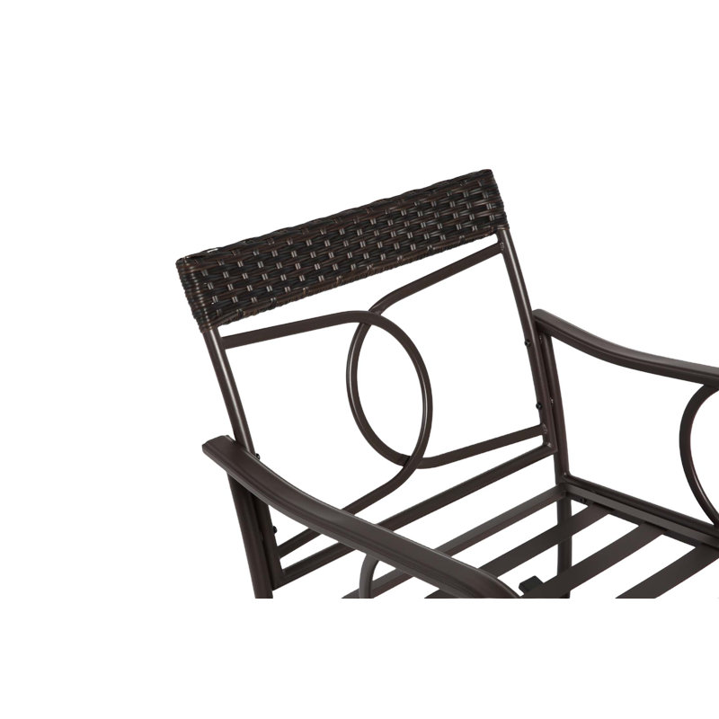 Ensemble de meubles de patio 3 pièces Ensemble de bistro à bascule Ensemble de conversation en rotin avec table basse pour jardin Balcon au bord de la piscine