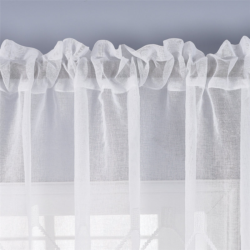 Paire de rideaux transparents avec passe-tringle, Blanc, L 54 po x L 18 po