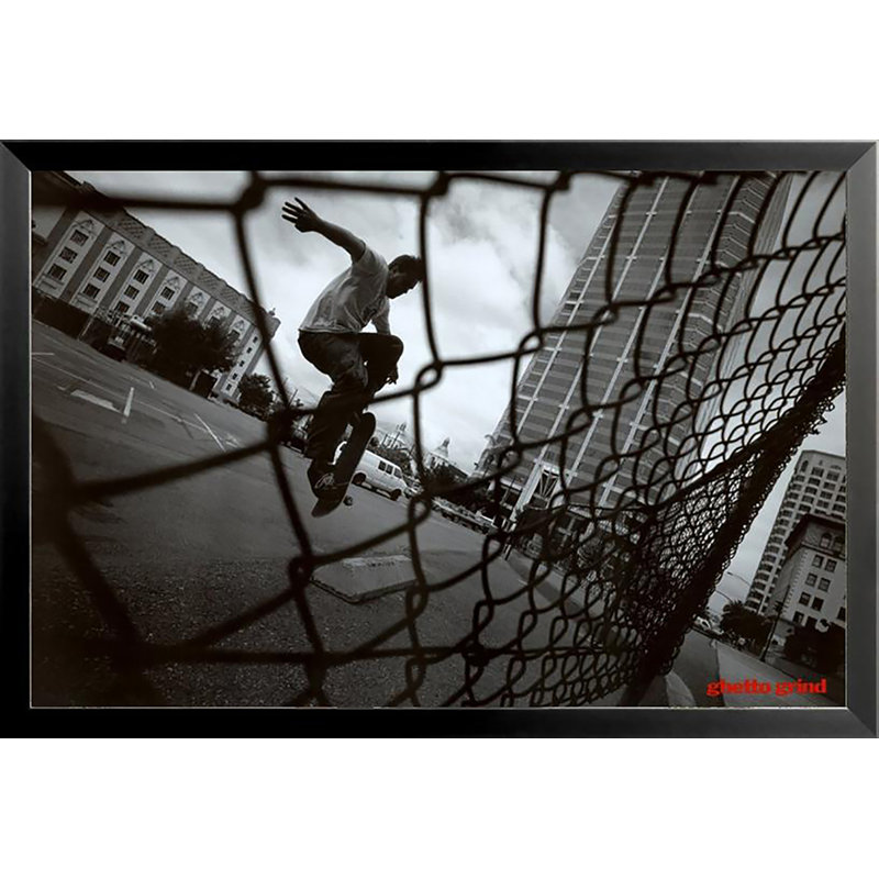 Reproduction d’art sur papier, "Urban skateboarder ghetto grind" par Robert Downs, H 26,5 po x l 38,5 po x P 1,25 po