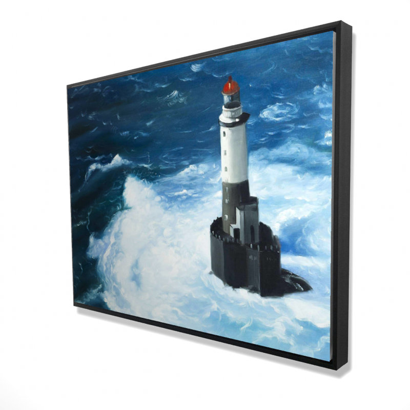 Unleashed Waves On A Lighthouse Print On Canvas