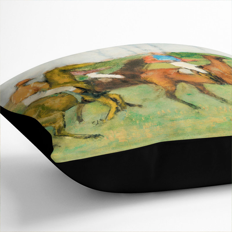 Jockeys And Race Horses Square Throw Cushion, Black, 55cm H x 55cm W x 20cm D