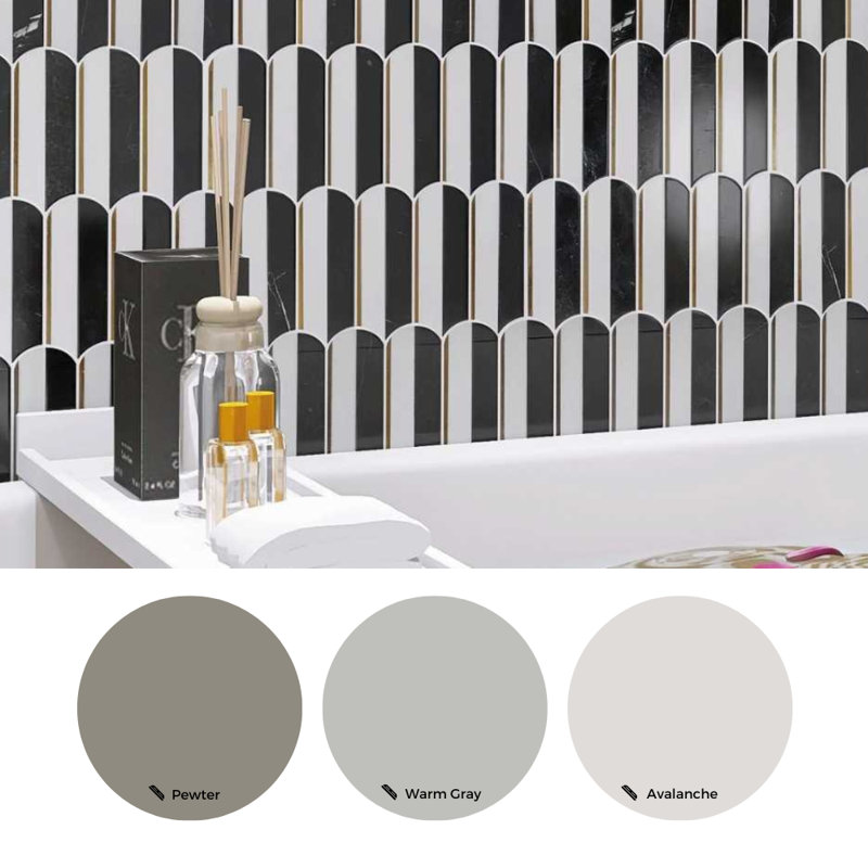 Mad Decade 12" x 12" Marble Mosaic Tile, Black