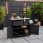 Banc de rempotage avec plateau en acier inoxydable et tablettes mobiles-617644888