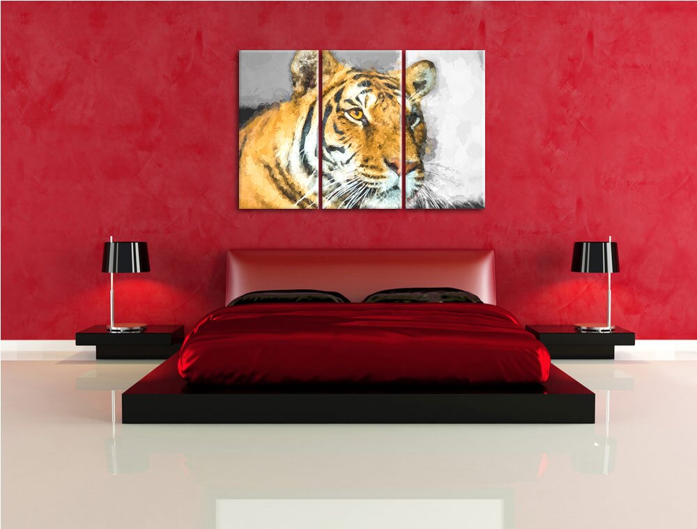 3-tlg. Leinwandbilder-Set Bildschöner Tiger, Kunstdruck