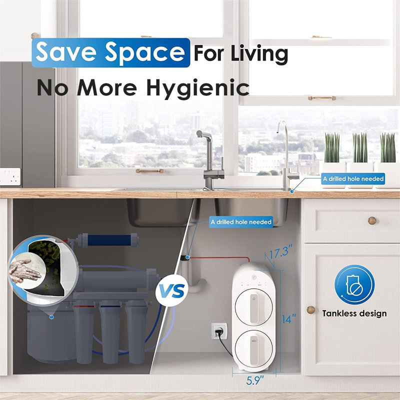 Système d'osmose inversé Waterdrop G2P600, système de filtration d'eau sans réservoir 600 GPD