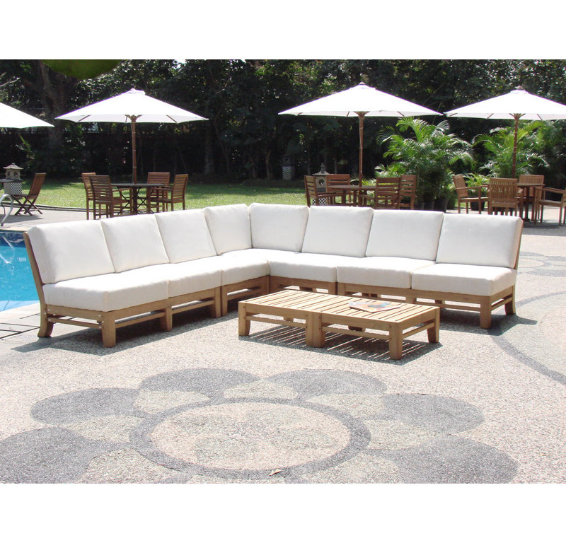 RamledSect 115'' Teak Outdoor Patio Sectional with Sunbrella® Cushions