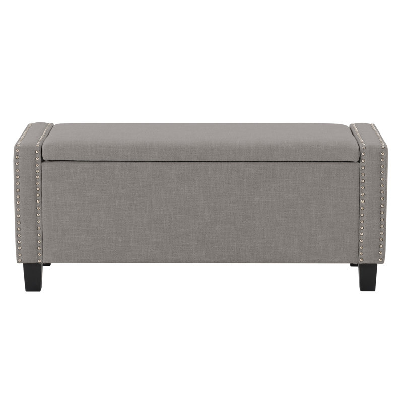 Thane Polyester Upholstered Storage Bench, Light Gray