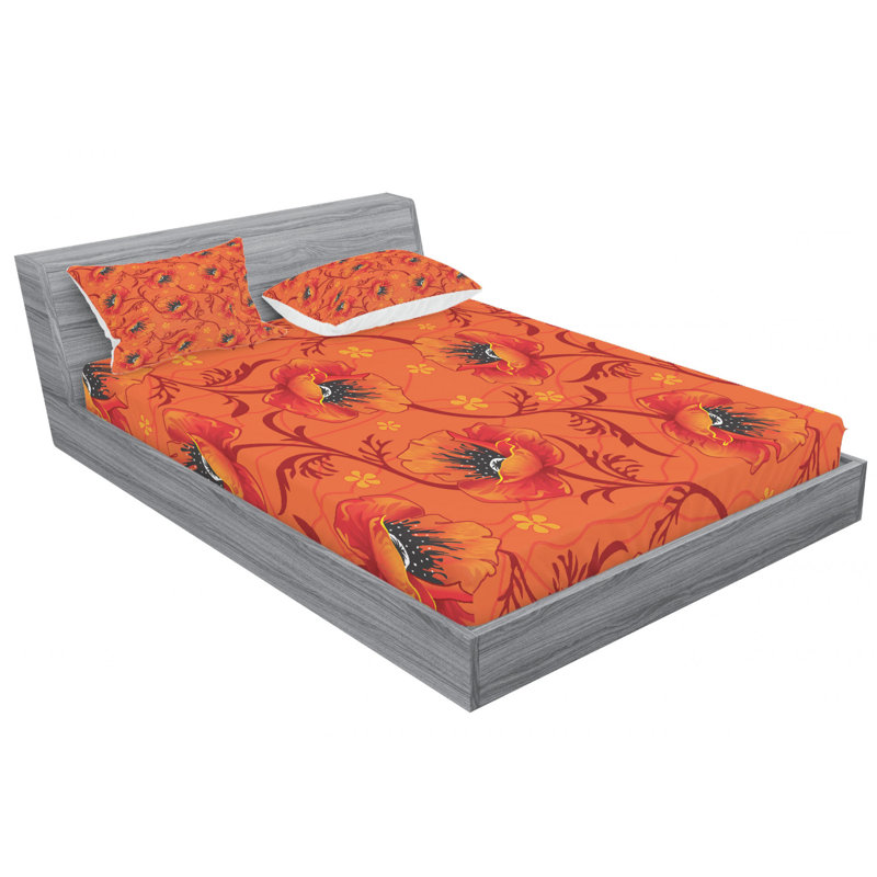 Microfiber Floral Sheet Set, Queen Sheet Set + Fitted Sheet + 2 Pillowcases