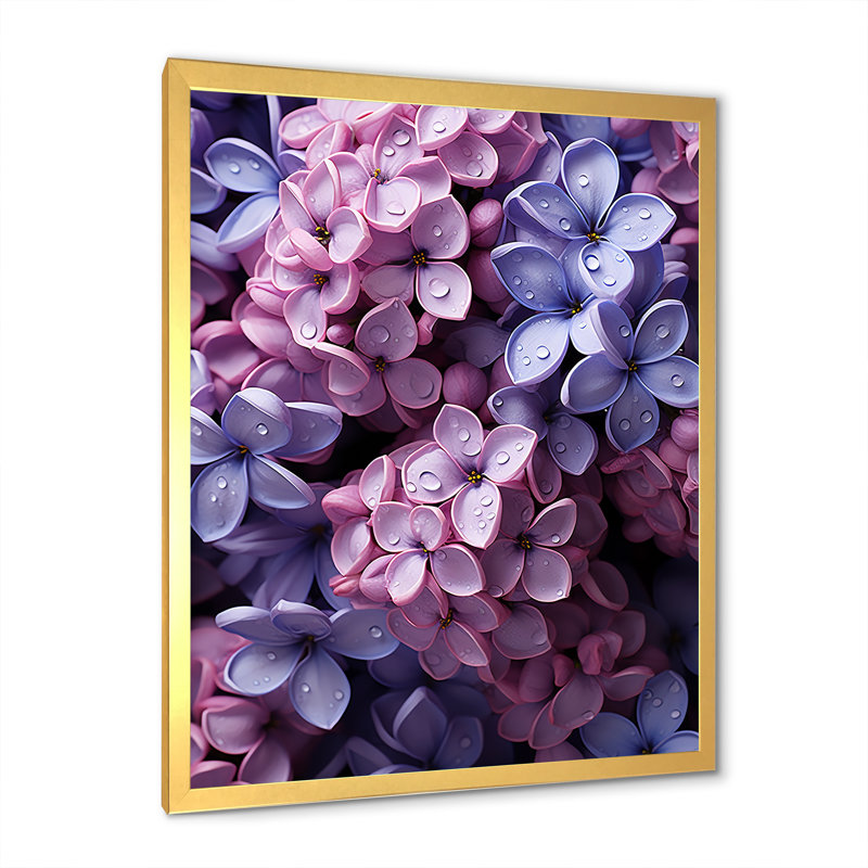 Vibrant parfum Lilac Blossoms II - impression, Cadre doré simple, H 32 po x l 24 po x P 1 po