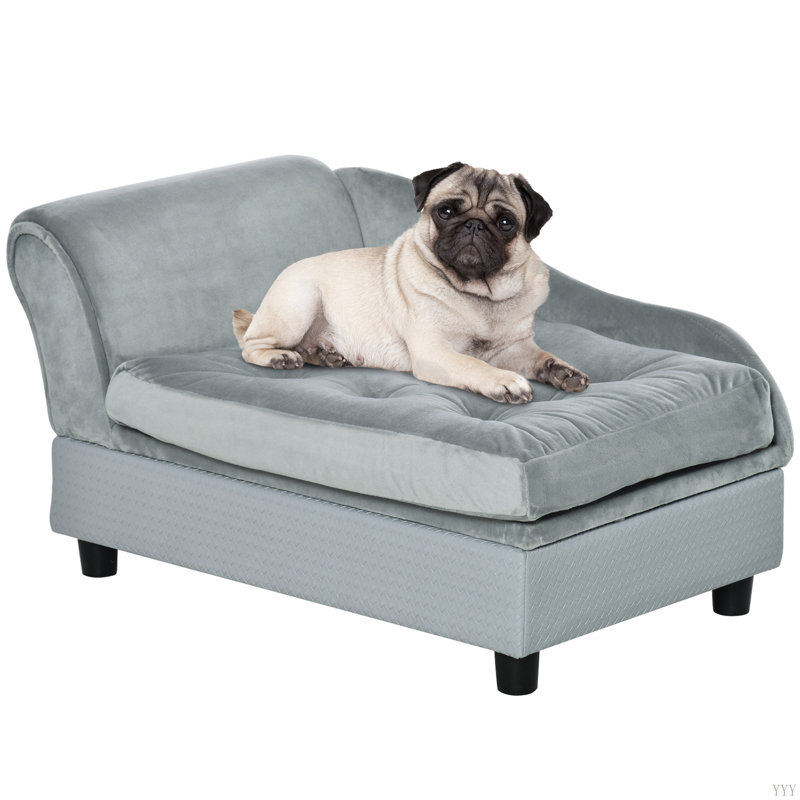 Lit de luxe pour chien avec rangement caché Pawhut, Gris