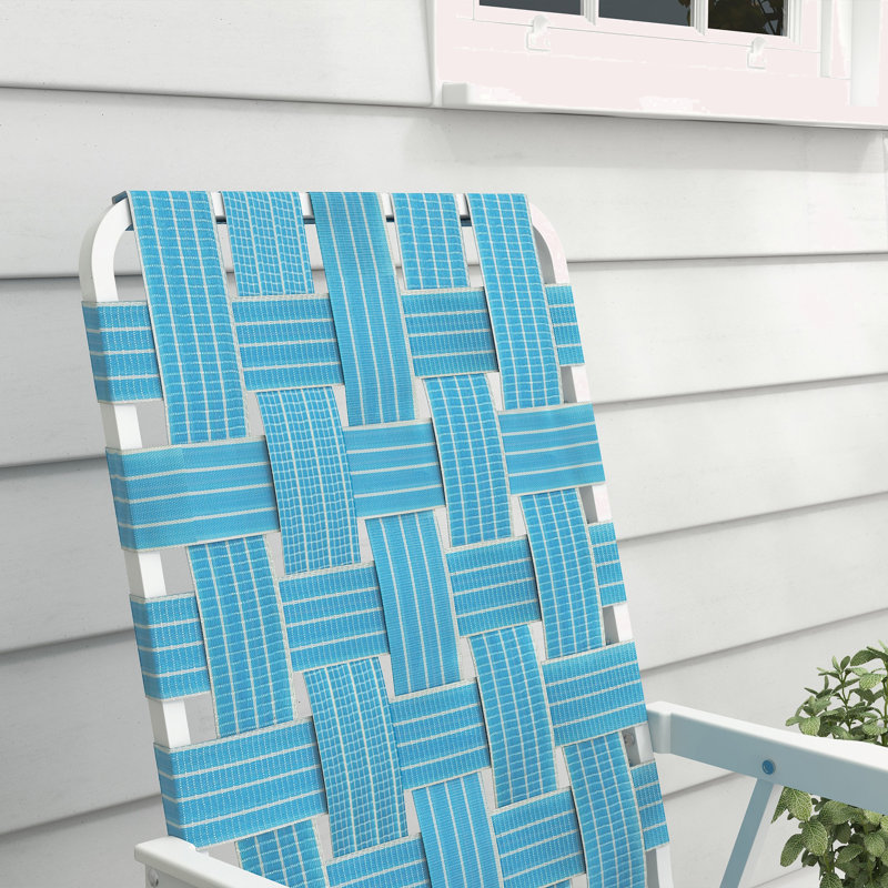Chaise longue d'extérieur Shaelah, Bleu / blanc