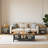 Industrial Coffee Table, Coffee Table Set Of 3 With 2 Square End Side Tables, Faux Marble Coffee Table With Metal Frame For Apartment Home Office, White Black-999775606