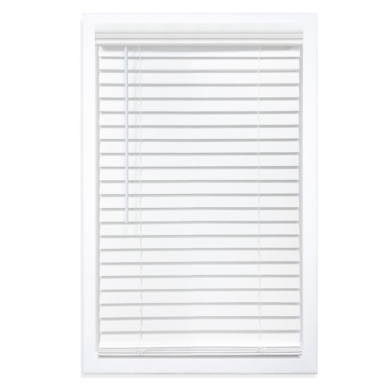 2 inch Room Darkening, Cordless Faux Wood Holizontal/Venetian Textured Finished Blind, Simply White, 42"W x 72"L