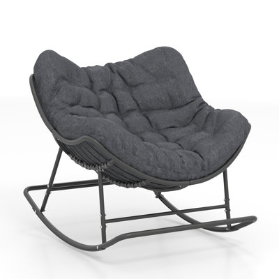 Oversized Metal Outdoor Rocker Chair With Cushion by Latitude Run