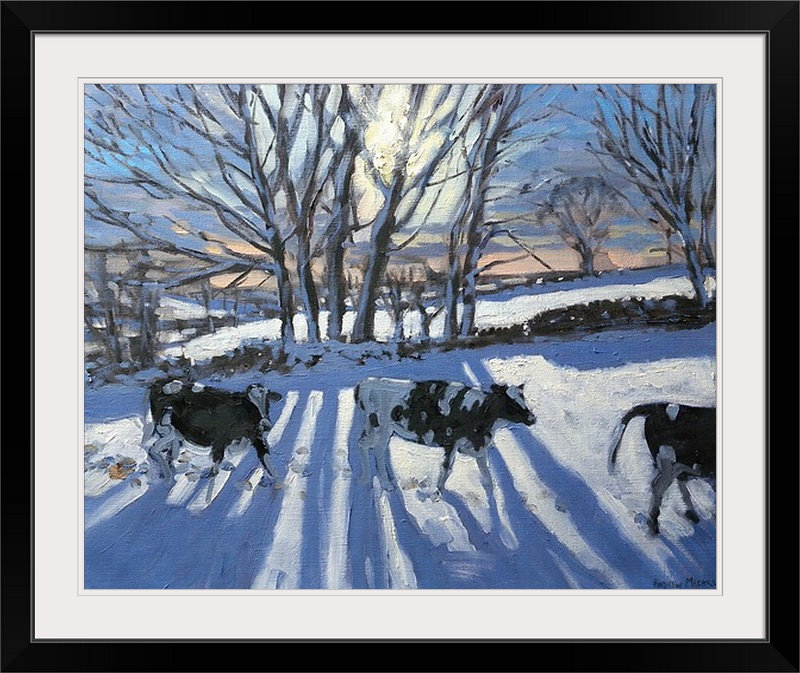 «Friesian Cows» par Gonzalez, reproduction d'art, H 20 po x l 23 po x P 1 po, Cadre noir