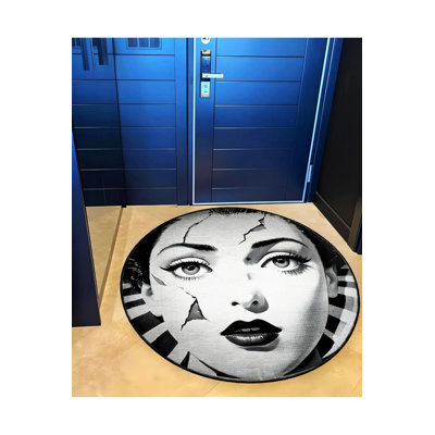Broken Woman Face Patterned Woven  Washable Rug