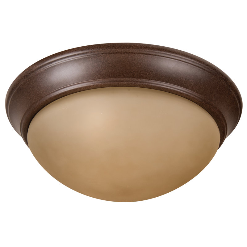 Plafonnier encastré pour cuve simple 15 po 3 lumières Berwyn, Bronze vieilli texturé, Ambre