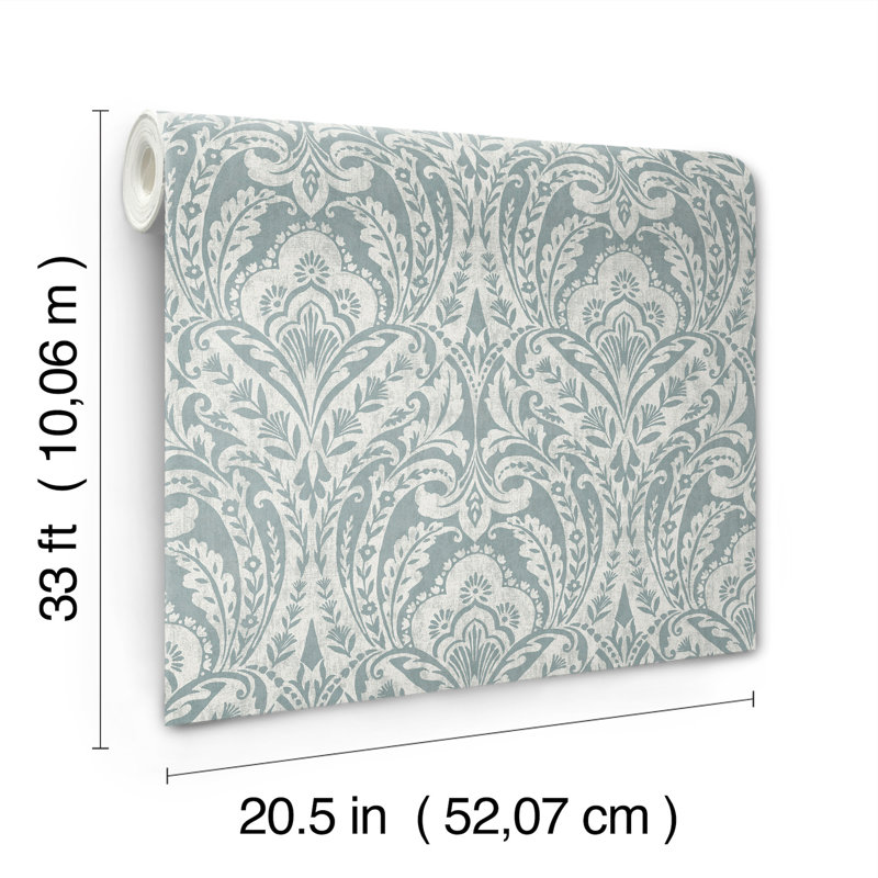 Berkshire Butter Damask Wallpaper, Blue