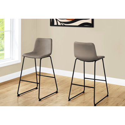 Black Metal Frame Office Chair With Comfortable Seat In Taupe Leather Look Standing ,