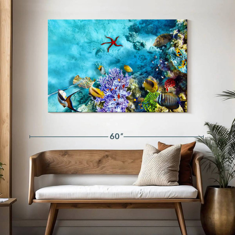 Scène de vie sous l'eau, H 32 po x l 48 po