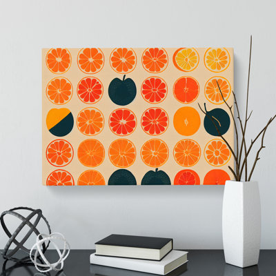 Retro Orange Fruit Slices - Wrapped Canvas
