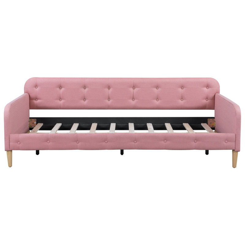 Upholstered Daybed with 4 Support Legs, Twin, Rubine