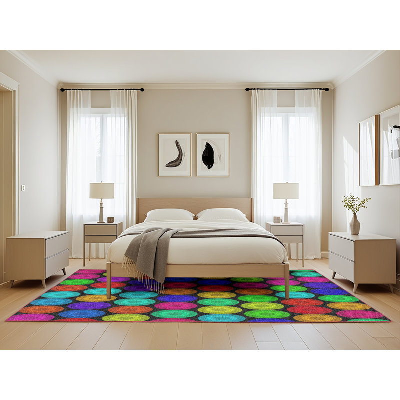 Tapis décoratif à pois rameriz, Rectangle 5 pi x 8 pi