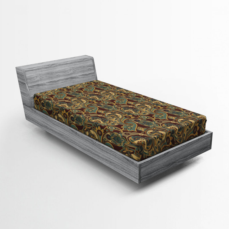 Microfiber Paisley Fitted Sheet, Twin Fitted Sheet, Ethnic Paisley