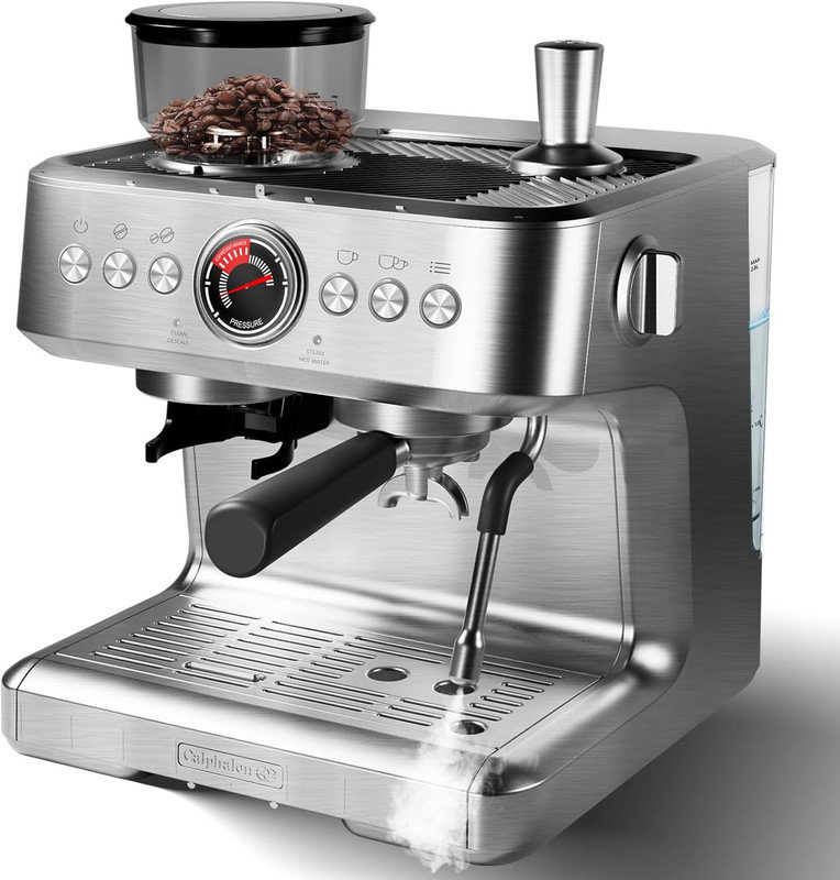 Semi-Automatic Espresso Machine, 20 Bar Coffee Maker with 30 Grinding Setting, Espresso Maker
