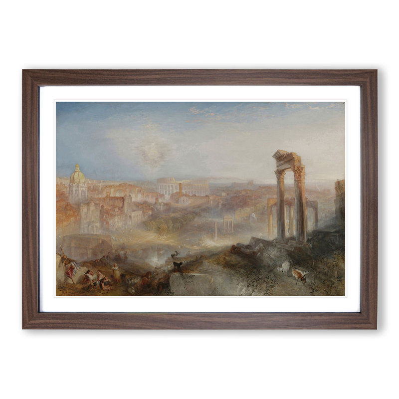 Modern Rome Campo Vaccino by Joseph Mallord William Turner - Picture Frame Painting, Walnut, 36cm H x 48cm W x 2cm D