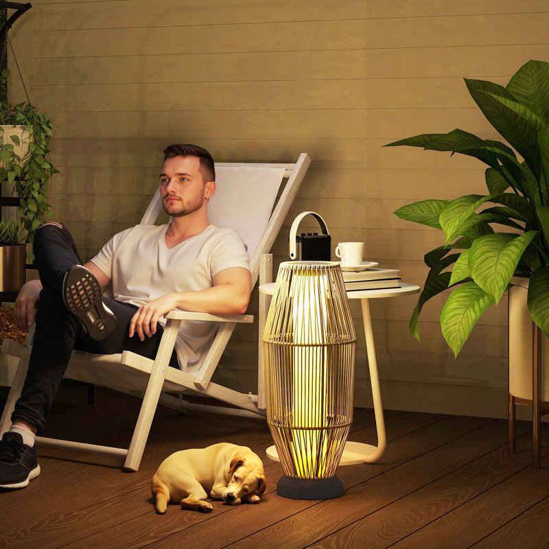 Solar Powered Integrated LED Metal Rattan Lamp