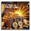  'Bitcoin Gold Treasure Chest' by Rey Klimt Acrylic Glass Wall Art, 12" x 12"