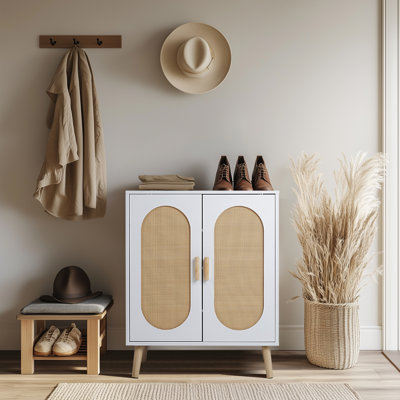 Rubenstein Modern Rattan 18 Pair Shoe Storage Cabinet