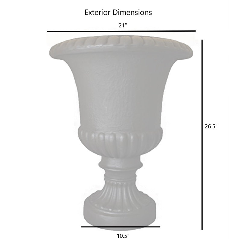 Alojzij Durable Plastic Urn Planter, Espresso, 26.5" H x 21" W x 10.5" D