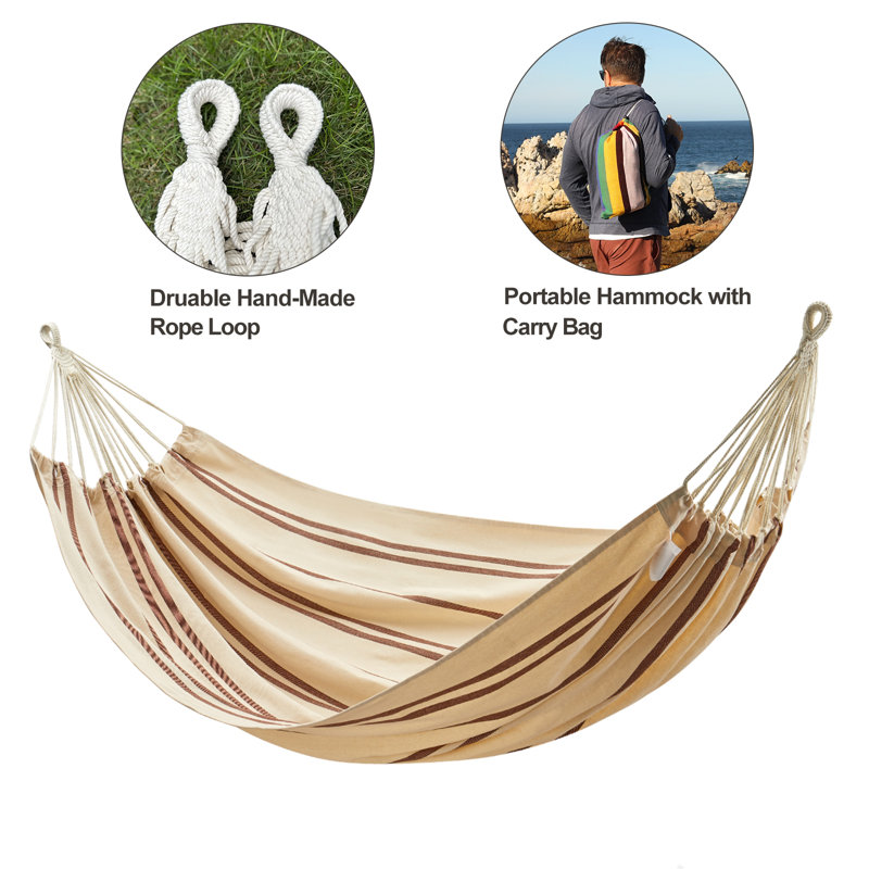 Double hamac avec sangles d'arbre, hamac pour 2 personnes pour patio extérieur et intérieur, capacité de poids de 450 lb