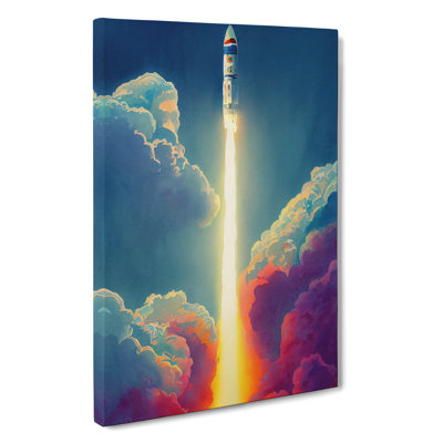 The Bright Spaceship Rocket - Wrapped Canvas