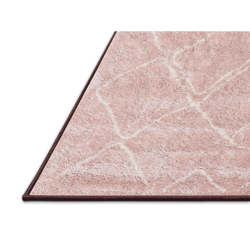 Tapis de zone rose contemporaine, Rectangle 5 pi x 7 pi